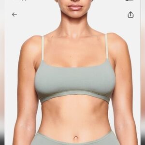 SKIMS Authentic Cotton Jersey Scoop Bralette Mineral Color Size SMALL
